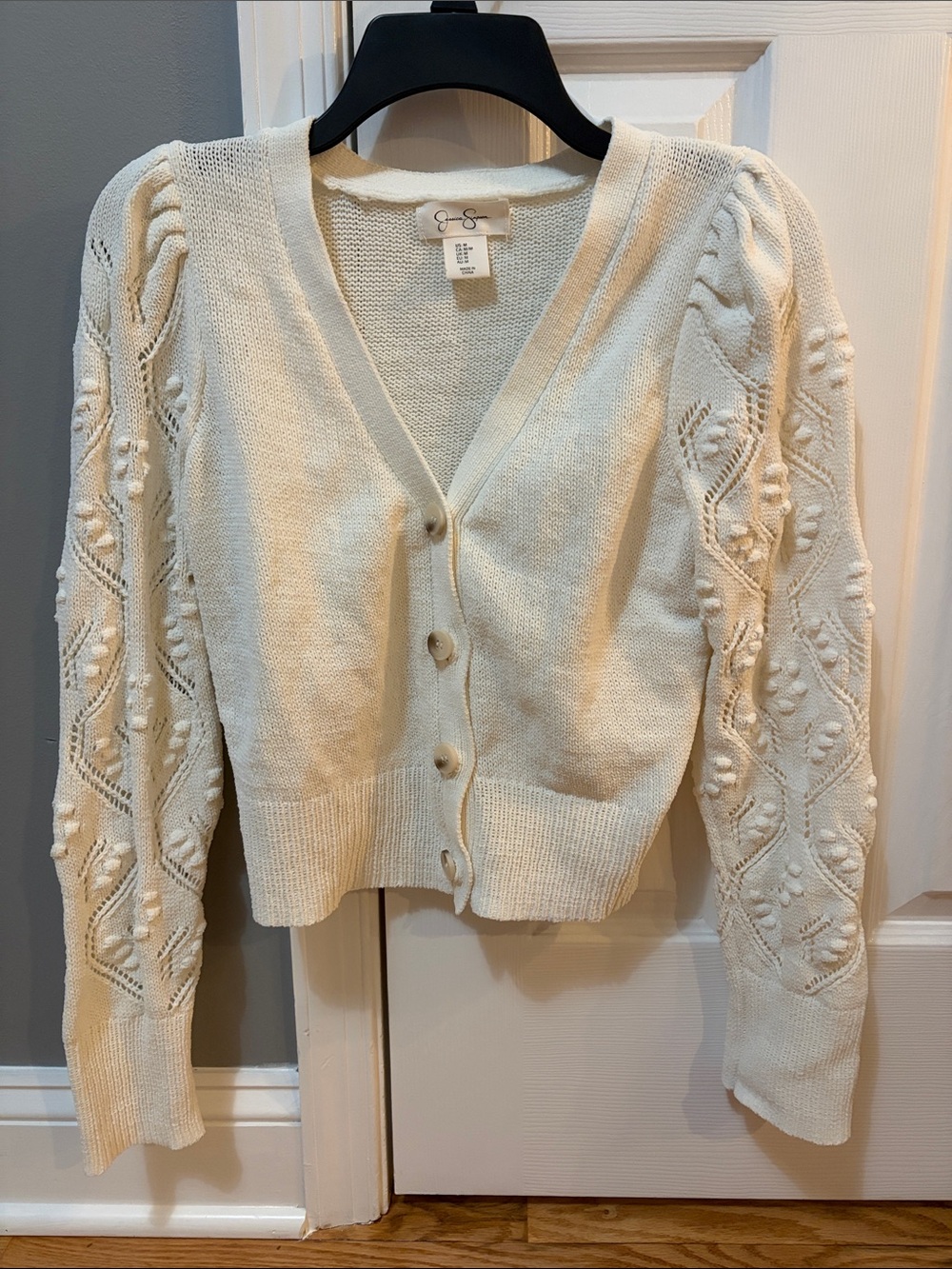 Jessica Simpson Cream Knit Button-Front Cardigan Sweater- Size Medium NWOT
